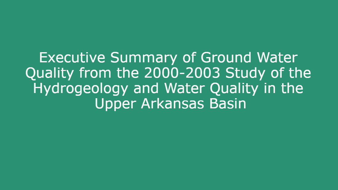 Groundwater Sustainability & Water Quality
